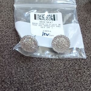 JTV Silver and White Minimalist Stud Earrings